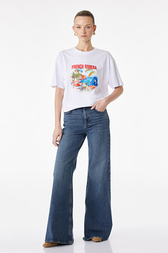 Koton Kadın Tişört 6SAK50050EK Beyaz Koton Kadın Tişört 6SAK50050EK Beyaz