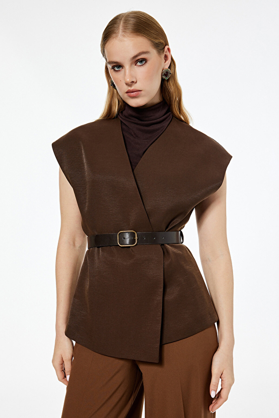 Koton Kadın Yelek 6WAK20405EW Kahverengi Koton Kadın Yelek 6WAK20405EW Kahverengi