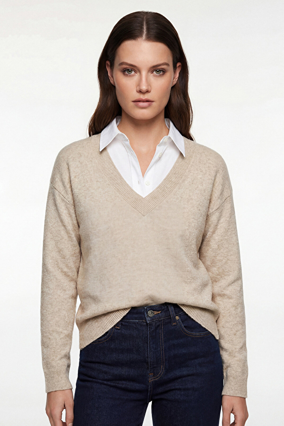 Koton Kadın Kazak 6WAK90464HT Vizon Koton Kadın Kazak 6WAK90464HT Vizon