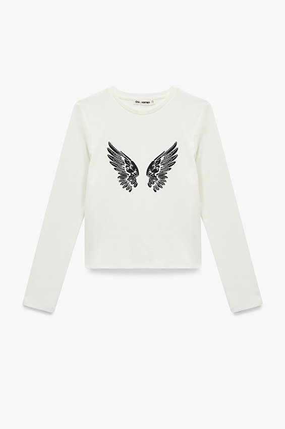 Koton Kadın Tişört 6WAL10614IK Ekru Koton Kadın Tişört 6WAL10614IK Ekru