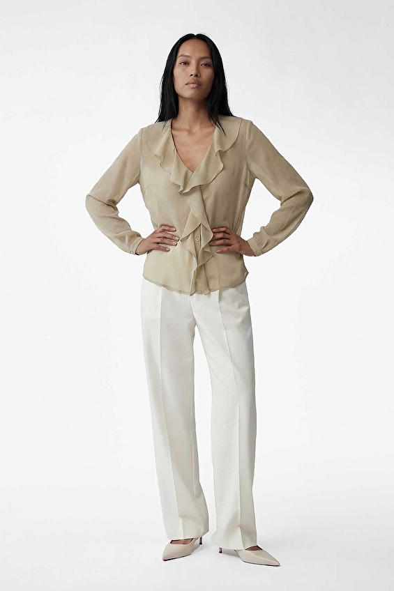 Koton Regular Fit Kadın Gömlek 6SAK60120UW Haki Koton Regular Fit Kadın Gömlek 6SAK60120UW Haki