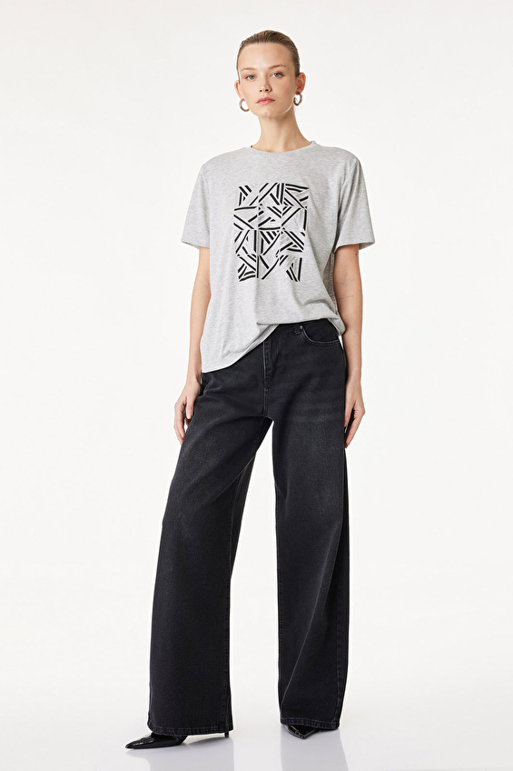 Koton Kadın Tişört 6SAK50099EK Gri melanj Koton Kadın Tişört 6SAK50099EK Gri melanj