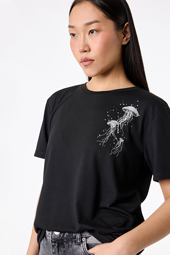 Koton Kadın Tişört 6SAK50100EK Siyah Koton Kadın Tişört 6SAK50100EK Siyah