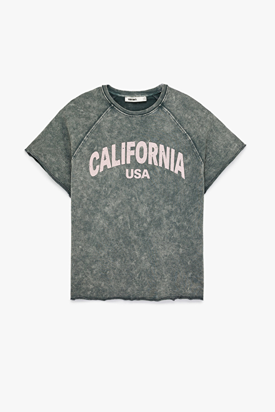 Koton Oversize Fit Kruvaze Yaka Kadın Tişört 6SAK50173EK Antrasit Koton Oversize Fit Kruvaze Yaka Kadın Tişört 6SAK50173EK Antrasit