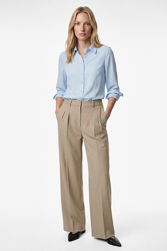 Koton Regular Fit Gömlek Yaka Kadın Gömlek 6SAK60203UW Indıgo Koton Regular Fit Gömlek Yaka Kadın Gömlek 6SAK60203UW Indıgo