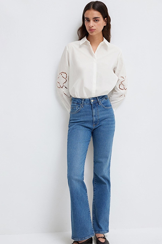 Mavi Kadın Gömlek M1211382 70057 Beyaz Mavi Kadın Gömlek M1211382 70057 Beyaz