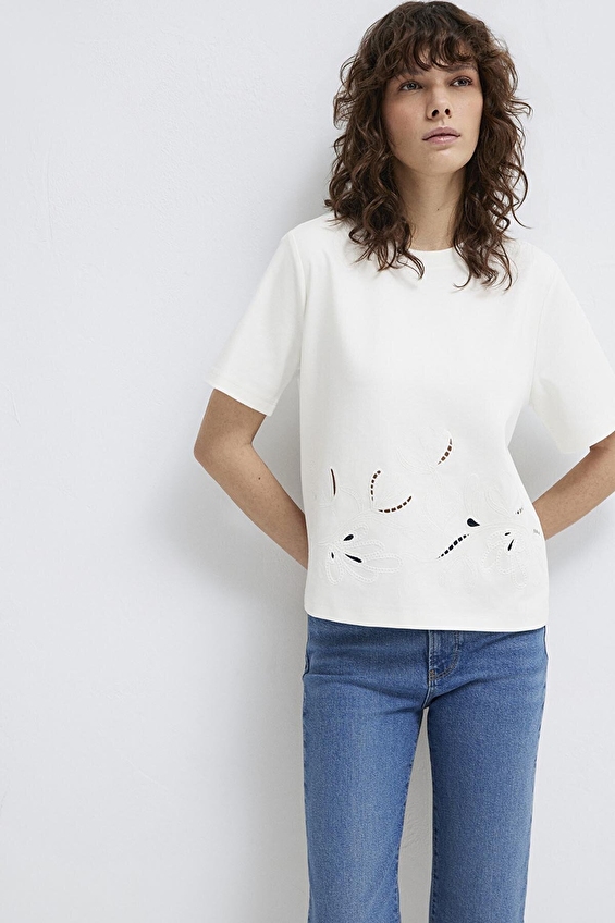 Mavi Kadın Tişört M1613759 70057 Beyaz Mavi Kadın Tişört M1613759 70057 Beyaz