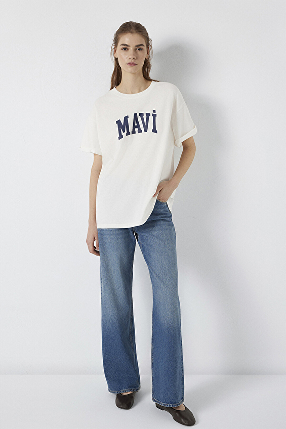 Mavi Kadın Tişört M1600843 81964 Beyaz Mavi Kadın Tişört M1600843 81964 Beyaz