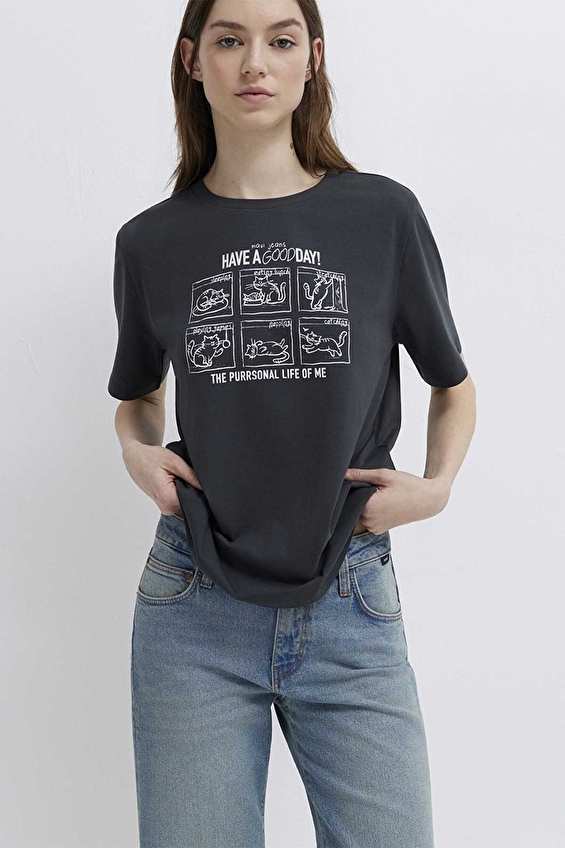 Mavi Normal Kesim Kadın Tişört M1613876 83620 Cızgılı Mavi Normal Kesim Kadın Tişört M1613876 83620 Cızgılı