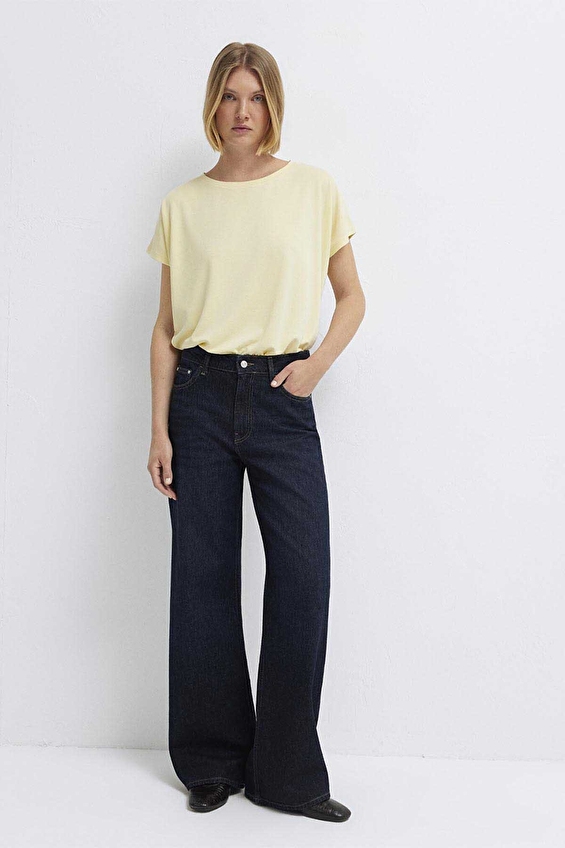 Mavi Bol Kesim Kadın Tişört M167245 84571 Sarı Mavi Bol Kesim Kadın Tişört M167245 84571 Sarı