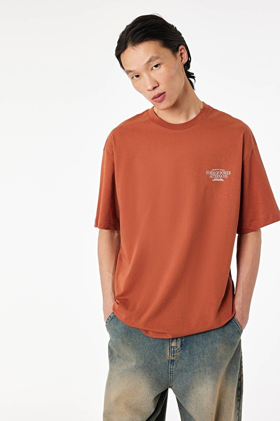Koton Relax Fit Erkek Tişört 6SAM10419MK Kiremit Koton Relax Fit Erkek Tişört 6SAM10419MK Kiremit