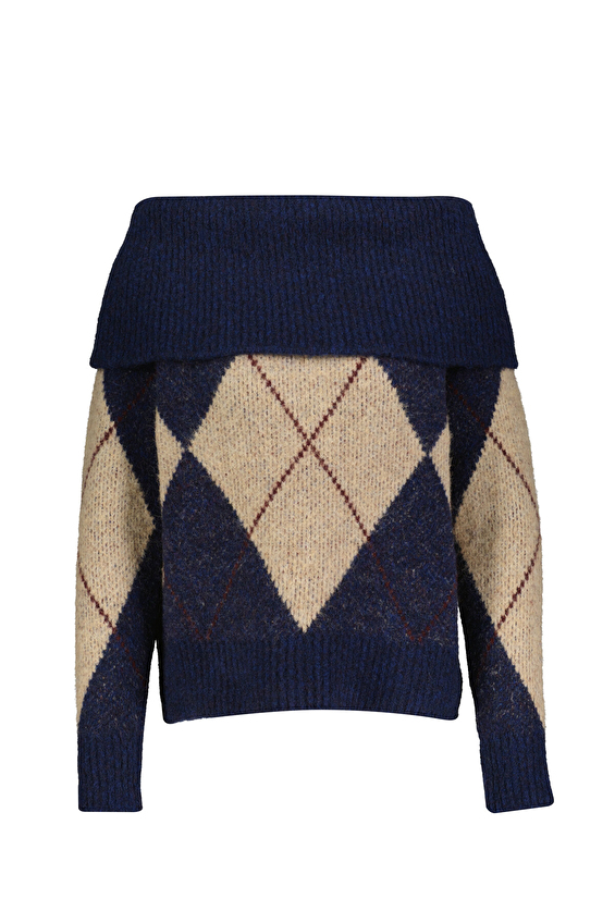 Robin Kadın Triko T95122 Lacivert/vizon Robin Kadın Triko T95122 Lacivert/vizon