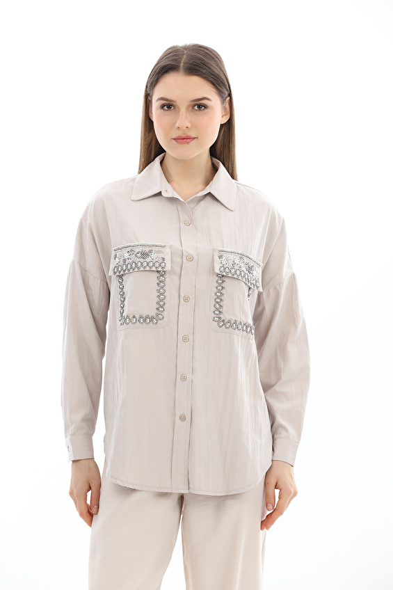 Robin Kadın Gömlek M39277 Taş Robin Kadın Gömlek M39277 Taş