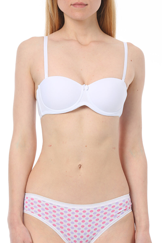 Nbb Straplez Yaka Desteksiz Kadın Sütyen 3510 Beyaz