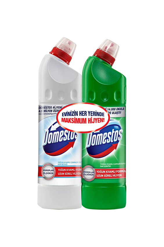 Domestos Ultra Çamaşır Suyu 750 ml Dağ Esintisi + 750 ml Kar Beyazı