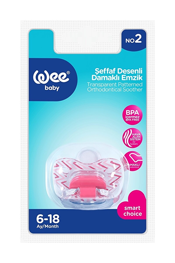 Wee Baby Şeffaf Desenli Damaklı Emzik No:2 Wee Baby Şeffaf Desenli Damaklı Emzik No:2