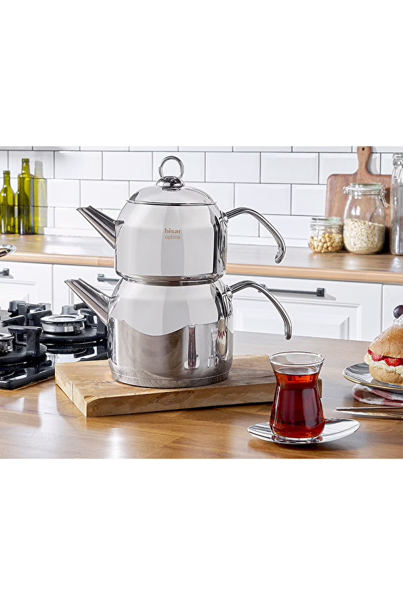 Hisar Satürn Metal Kulplu Çaydanlık 2+1 L Hisar Satürn Metal Kulplu Çaydanlık 2+1 L