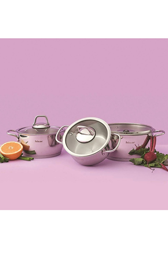 Hisar Teos Mini Çelik Tencere Seti 6 Parça Hisar Teos Mini Çelik Tencere Seti 6 Parça