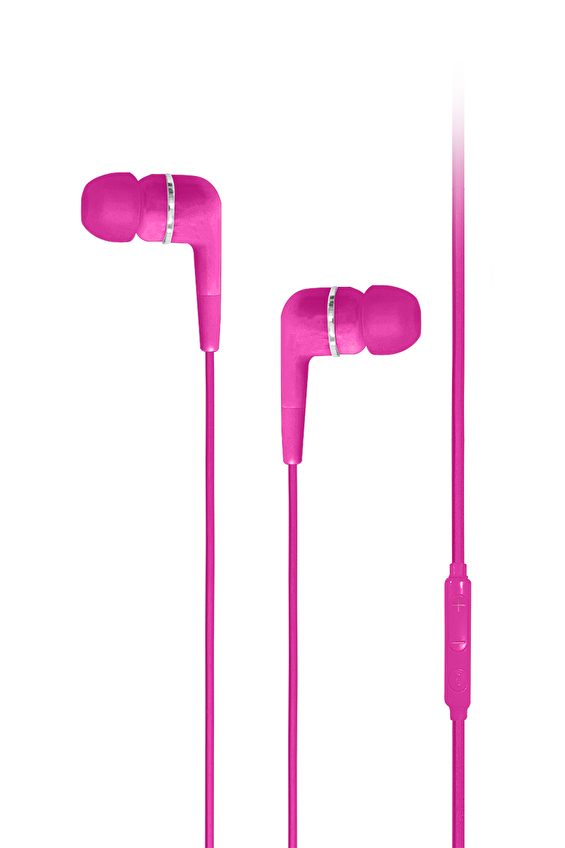 Mojue WE01 Kumandalı ve Mikrofonlu Kulakiçi Kulaklık-Pembe