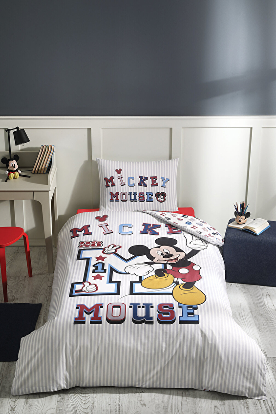 Özdilek Mickey Mouse College Tek Kişilik Disney Lisanslı Lastikli Çarşaf Çocuk Nevresim Takımı