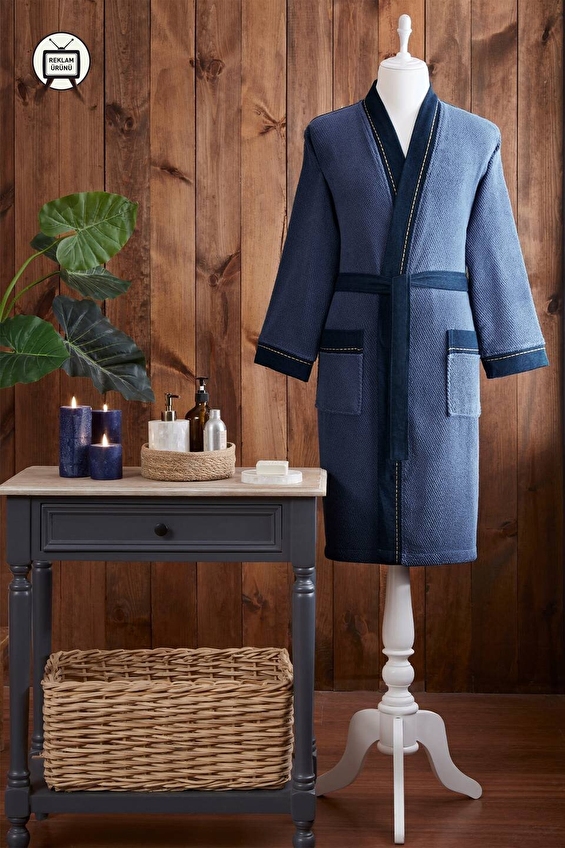 Özdilek Oregon Maskülen Nakışlı Denim Kimono Bornoz Özdilek Oregon Maskülen Nakışlı Denim Kimono Bornoz