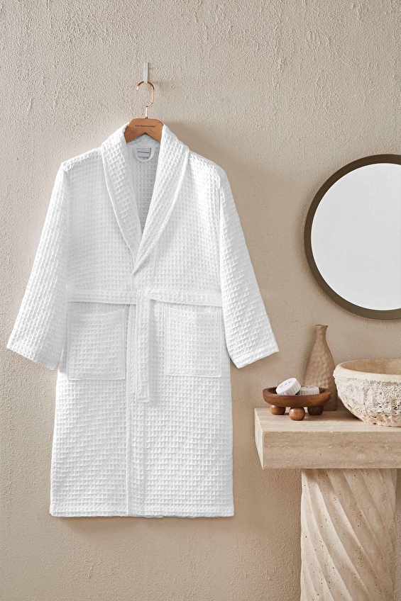 Cottons & Clouds Waffle Diagonal Şal Yaka Bornoz Cottons & Clouds Waffle Diagonal Şal Yaka Bornoz