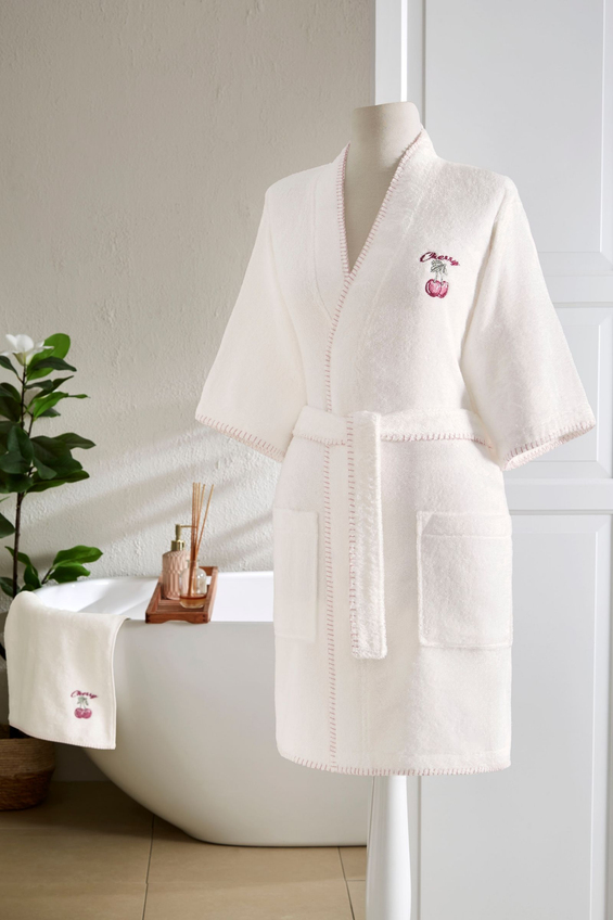Özdilek Sweet Cherry Nakışlı Kimono Bornoz