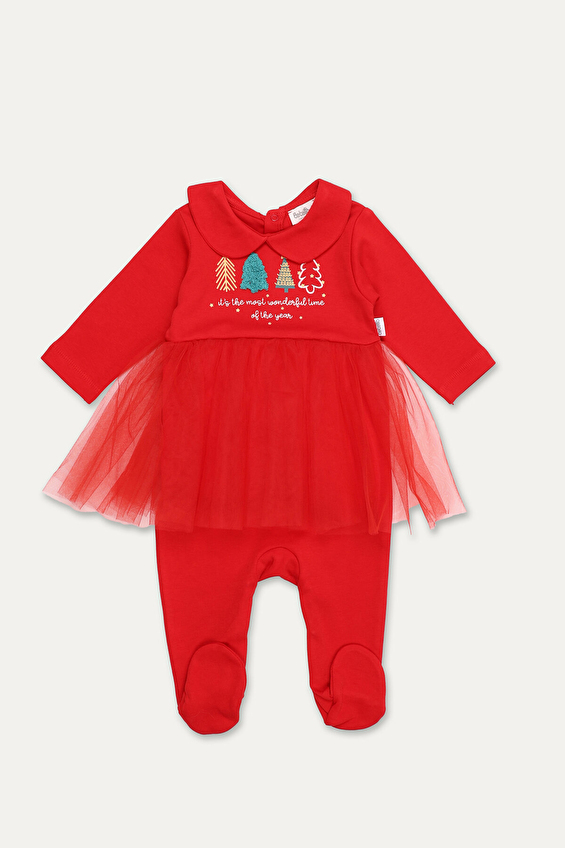 Bebetto Patikli İnterlok Bebek Tulum K4626 Kırmızı Bebetto Patikli İnterlok Bebek Tulum K4626 Kırmızı