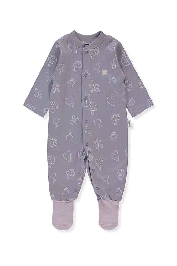 Bebetto Çoraplı İnterlok Bebek Tulum T4099 Lila Bebetto Çoraplı İnterlok Bebek Tulum T4099 Lila