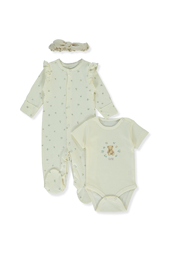 Bebetto Patikli İnterlok Bebek Set Z1034 Ekru Bebetto Patikli İnterlok Bebek Set Z1034 Ekru