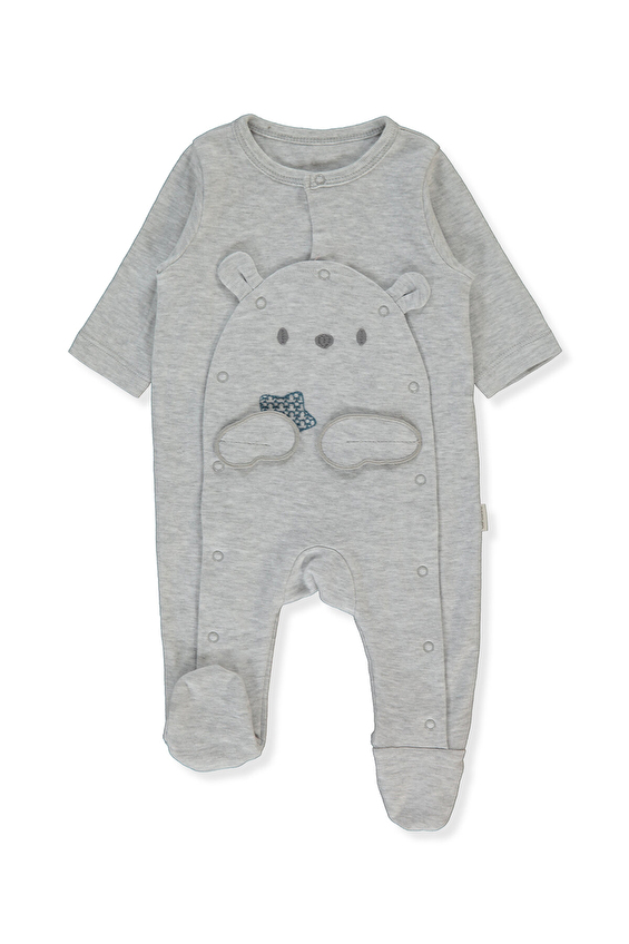 Bebetto Patikli İnterlok Bebek Tulum T4041 Gri Bebetto Patikli İnterlok Bebek Tulum T4041 Gri