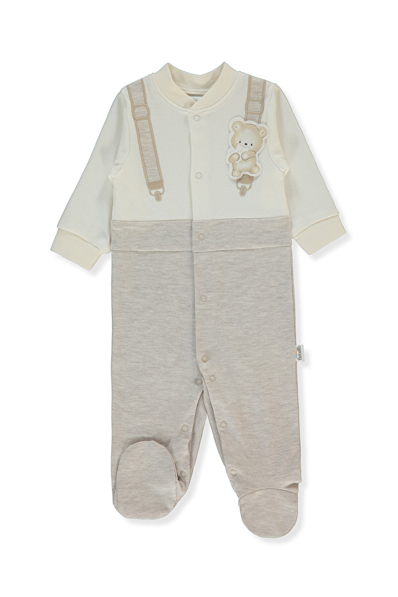 Bebetto Patikli İnterlok Bebek Tulum T4048 Bej Bebetto Patikli İnterlok Bebek Tulum T4048 Bej