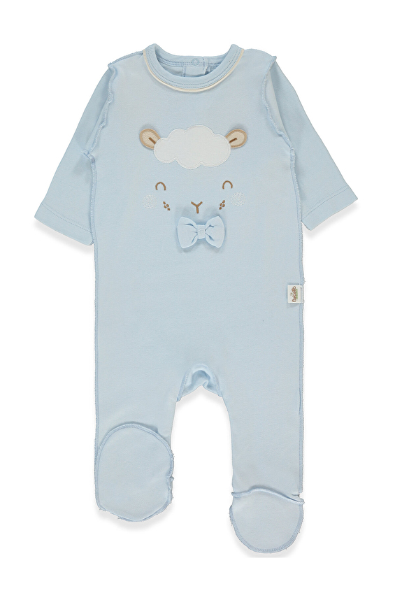 Bebetto Patikli İnterlok Bebek Tulum T4068 Mavi Bebetto Patikli İnterlok Bebek Tulum T4068 Mavi