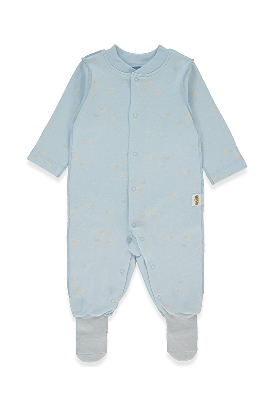 Bebetto Çoraplı İnterlok Bebek Tulum T4072 Mavi Bebetto Çoraplı İnterlok Bebek Tulum T4072 Mavi