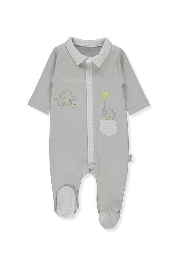 Bebetto Patikli İnterlok Bebek Tulum T4023 Gri Bebetto Patikli İnterlok Bebek Tulum T4023 Gri