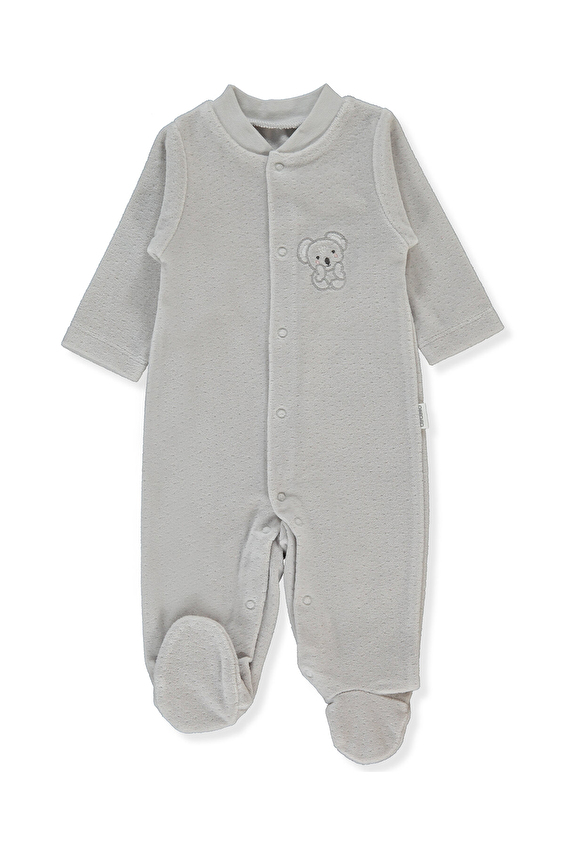 Bebetto Patikli Kadife Bebek Tulum T4054 Gri Bebetto Patikli Kadife Bebek Tulum T4054 Gri