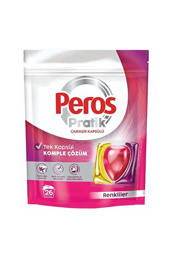 Peros Pratik Çamaşır Deterjanı Kapsülü Renkliler 26 Adet