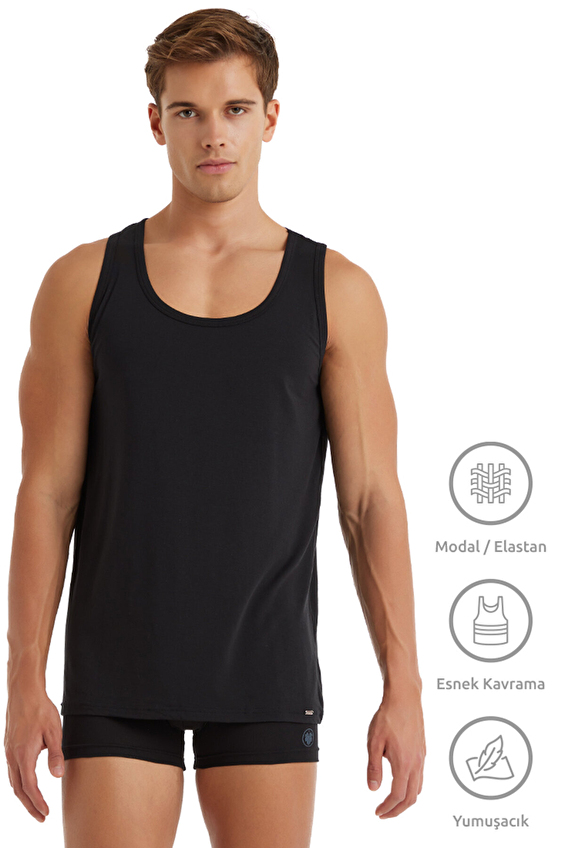 Blackspade Sıfır Kol U Yaka Erkek Atlet 9305 090 Siyah Blackspade Sıfır Kol U Yaka Erkek Atlet 9305 090 Siyah