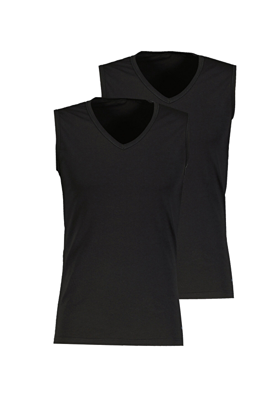 Blackspade V Yaka Sıfır Kol Erkek 2'li Atlet 9677SYH Siyah Blackspade V Yaka Sıfır Kol Erkek 2'li Atlet 9677SYH Siyah