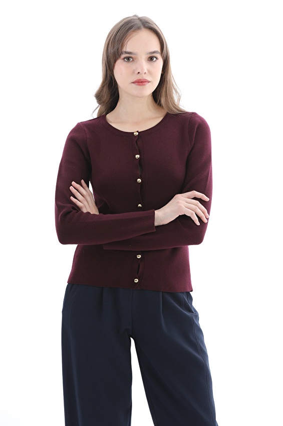 First Company Kadın Düğmeli Hırka 2524BS110094 Bordo First Company Kadın Düğmeli Hırka 2524BS110094 Bordo