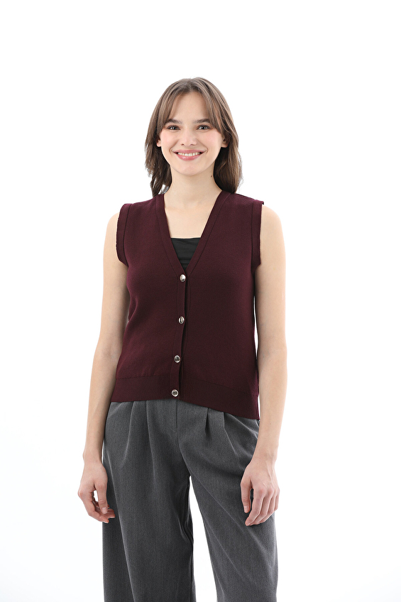 First Company Kadın V Yaka Triko Yelek 2524BS114148 Bordo First Company Kadın V Yaka Triko Yelek 2524BS114148 Bordo