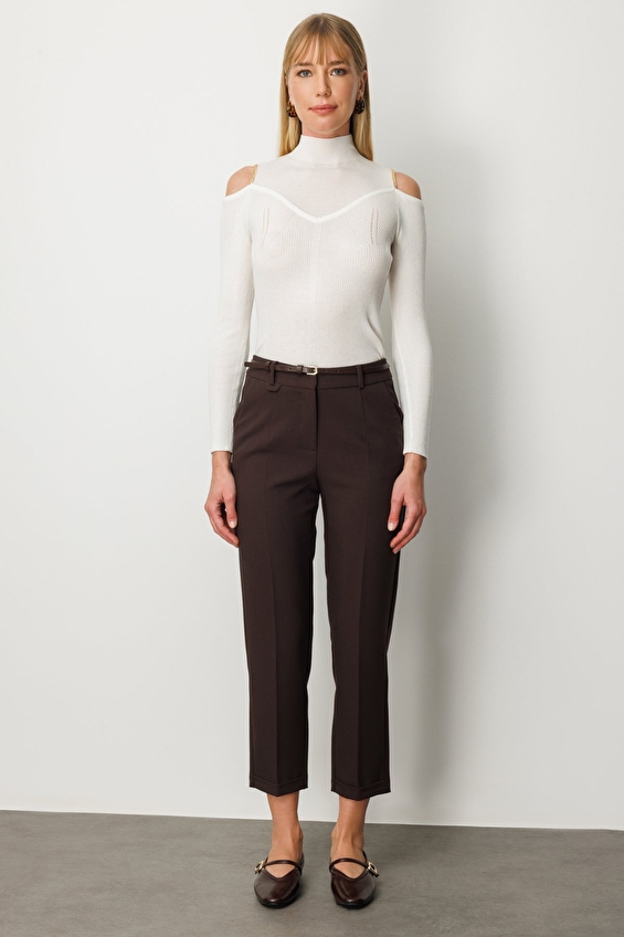 Ekol Regular Fit Duble Paça Fermuarlı Yüksek Bel Dokuma Kadın Pantolon 01003 Kahve Ekol Regular Fit Duble Paça Fermuarlı Yüksek Bel Dokuma Kadın Pantolon 01003 Kahve