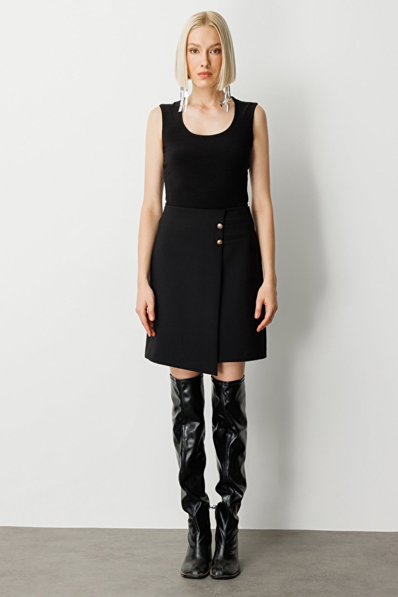 Ekol Regular Fit Fermuarlı Dokuma Kadın Etek 02007 Siyah Ekol Regular Fit Fermuarlı Dokuma Kadın Etek 02007 Siyah