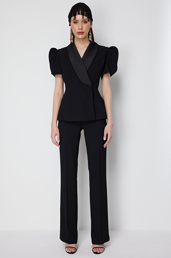 Ekol Polyester Boru Paça Yüksek Bel Kadın Pantolon 01158 Siyah Ekol Polyester Boru Paça Yüksek Bel Kadın Pantolon 01158 Siyah