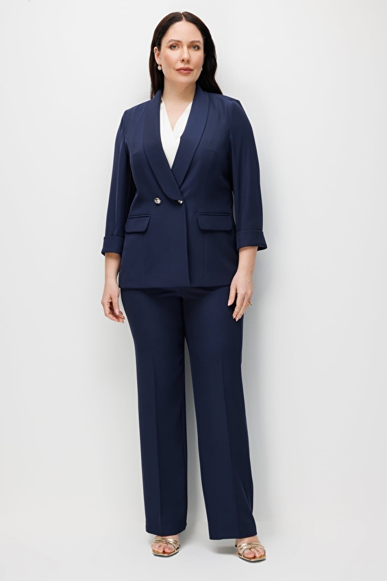 Ekol Bol Paça Yüksek Bel Dokuma Kadın Pantolon 01526 Lacivert Ekol Bol Paça Yüksek Bel Dokuma Kadın Pantolon 01526 Lacivert