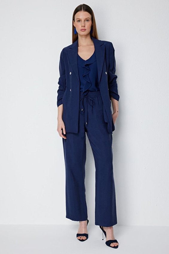 Ekol Regular Fit Bol Paça Lastikli Kadın Pantolon 01204 Lacivert Ekol Regular Fit Bol Paça Lastikli Kadın Pantolon 01204 Lacivert