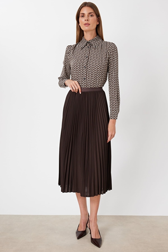 Ekol Regular Fit Polyester Lastikli Kadın Etek 03960 Açık kahverengi Ekol Regular Fit Polyester Lastikli Kadın Etek 03960 Açık kahverengi