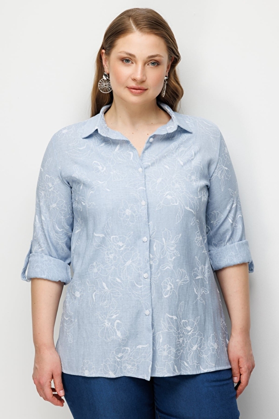 Ekol Kadın Gömlek 02990 Mavi Ekol Kadın Gömlek 02990 Mavi