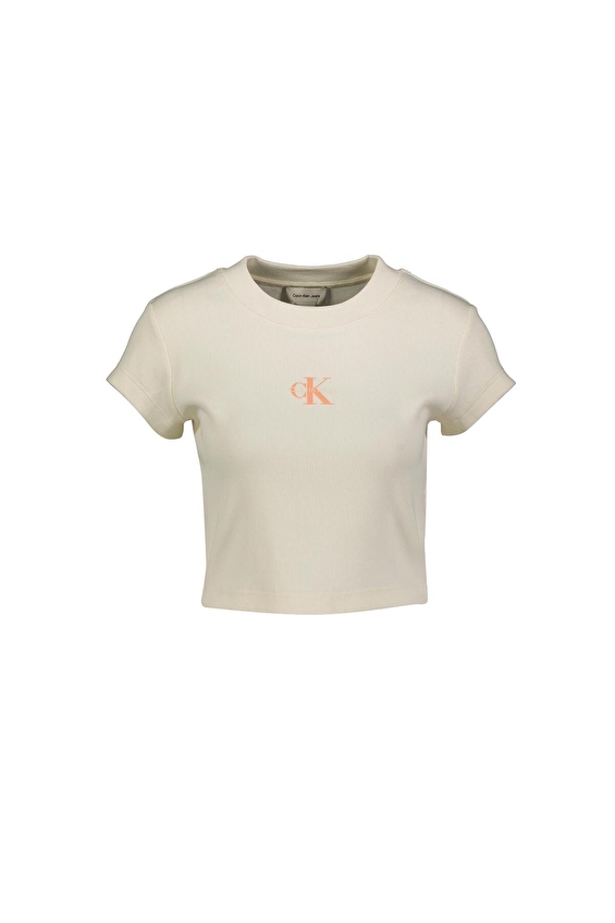 Calvin Klein Jeans Kadın Tişört LV047AB802 Beyaz Calvin Klein Jeans Kadın Tişört LV047AB802 Beyaz