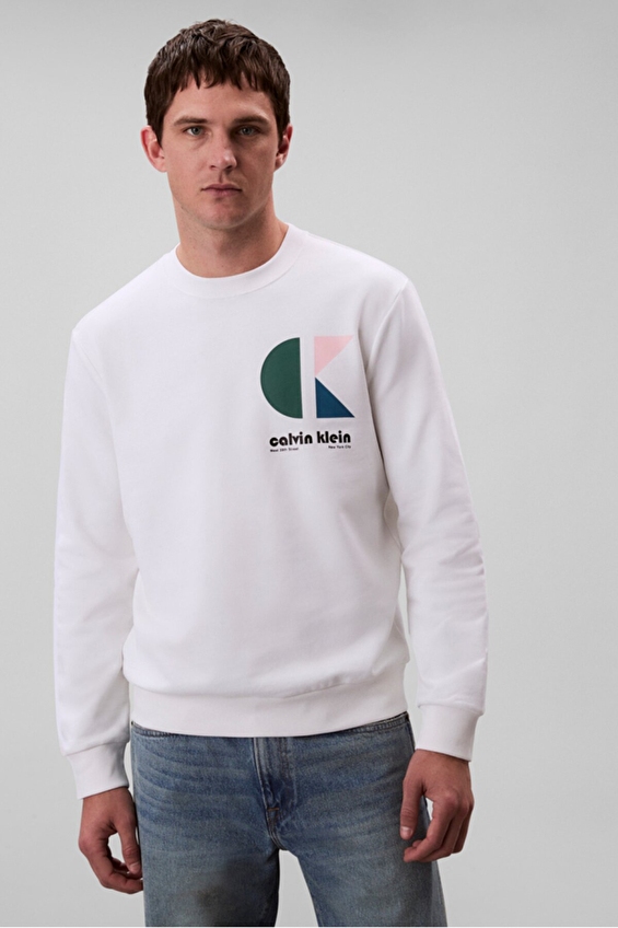 Calvin Klein Jeans Erkek Sweatshirt LV04RC285G Beyaz Calvin Klein Jeans Erkek Sweatshirt LV04RC285G Beyaz